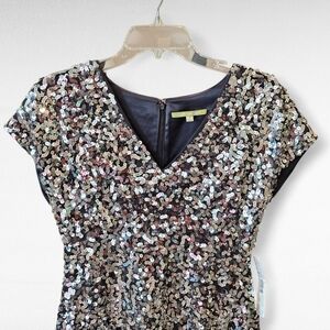 Gianni Bini Silver Sequined Edna Dress Size 2